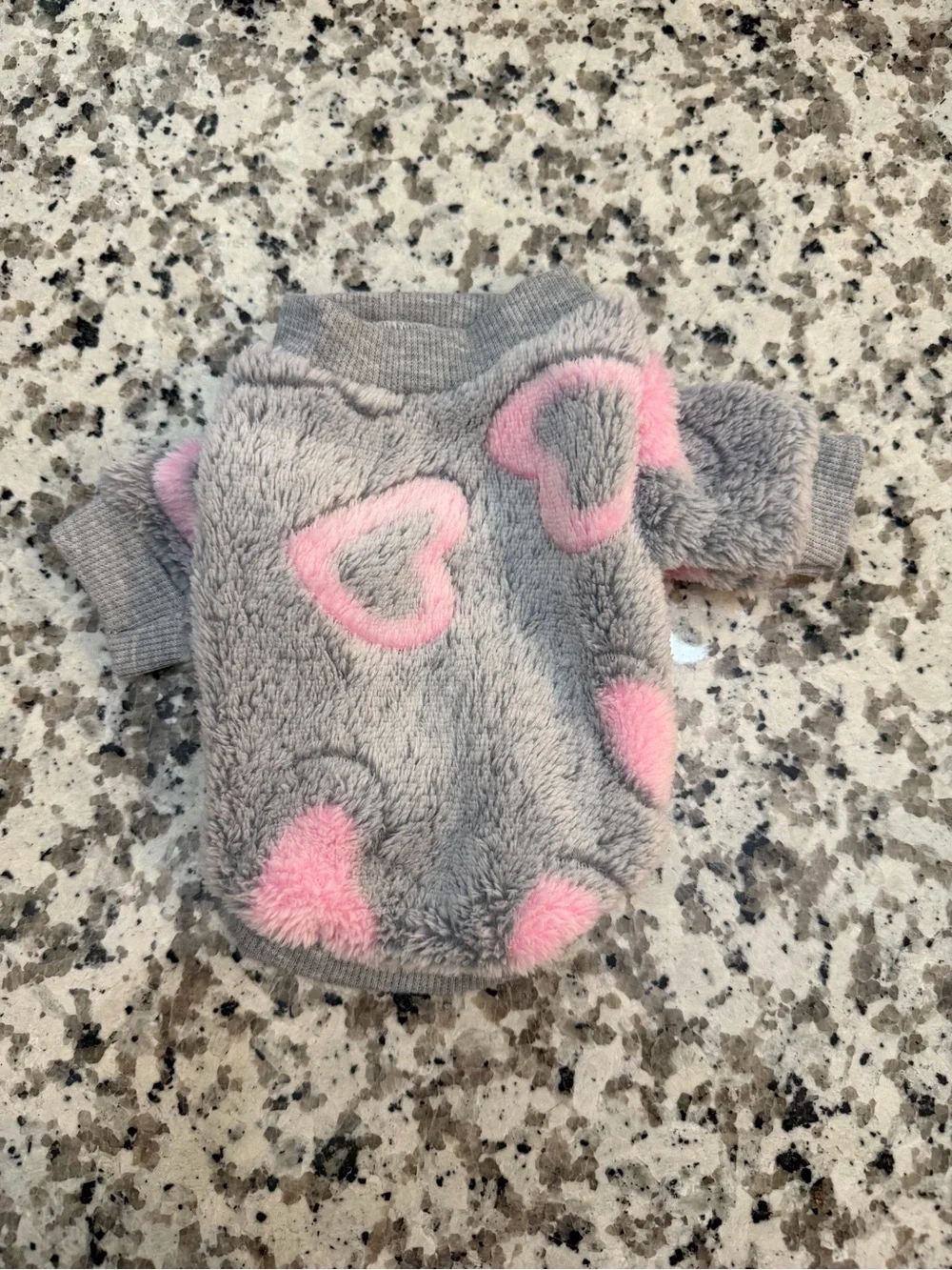 Plush Pet Sweaters with Heart Print. XXS
